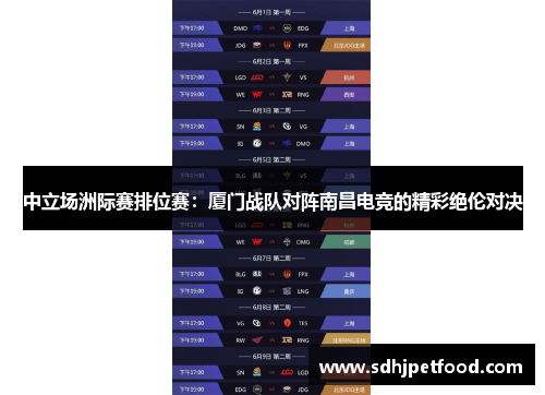 中立场洲际赛排位赛：厦门战队对阵南昌电竞的精彩绝伦对决