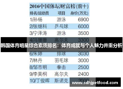 韩国体育明星综合素质排名：体育成就与个人魅力并重分析